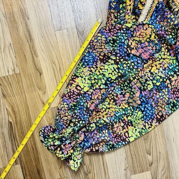 It’s Women's Plus 2XL Multicolor Blouse Ballon Sleeves Abstract Colorful Scoop - Picture 11 of 14